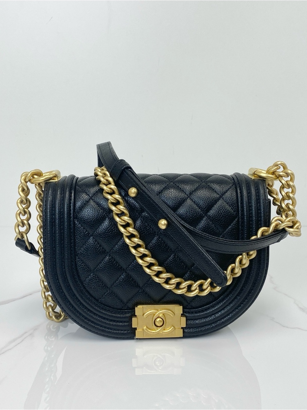 Chanel Caviar Quilted Small Boy Messenger Bag